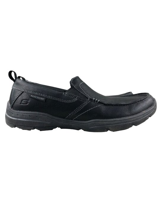 Skechers Men\'s Size 9.5 Harper Forde Black Leather Relaxed Slip On Loafers 56298 main image 6